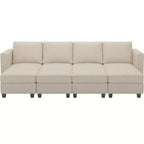 Canapé modulable surdimensionné Belffin, canapé sectionnel de luxe en velours côtelé avec pouf de rangement pour salon
