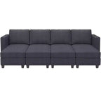 Canapé modulable surdimensionné Belffin, canapé sectionnel de luxe en velours côtelé avec pouf de rangement pour salon