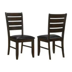 Simple Relax Set of 2 Upholstered Side Chairs with Ladder Back in Cappuccino and Black