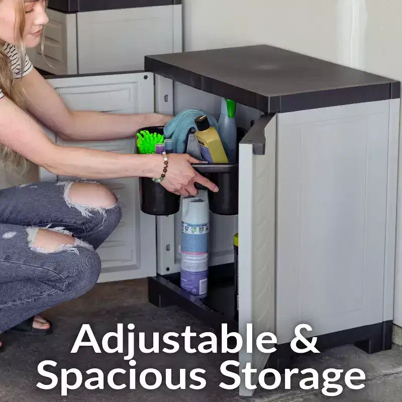 Sunnydaze Armoire de rangement polyvalente en plastique avec étagère réglable - 25.5