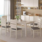VECELO Chaises de salle à manger rustiques en bois, chaises de cuisine en bois d'hévéa avec siège et dossier rembourrés, gris