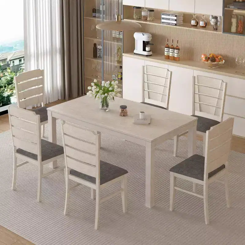 VECELO Chaises de salle à manger rustiques en bois, chaises de cuisine en bois d'hévéa avec siège et dossier rembourrés, gris