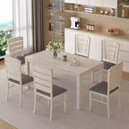 VECELO Chaises de salle à manger rustiques en bois, chaises de cuisine en bois d'hévéa avec siège et dossier rembourrés, gris