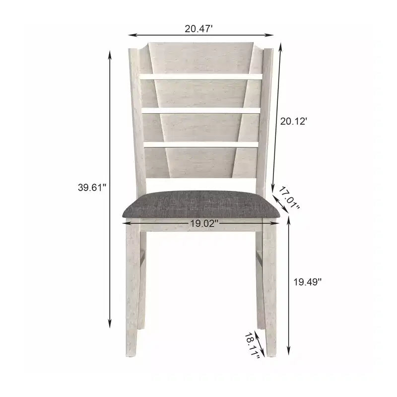 VECELO Chaises de salle à manger rustiques en bois, chaises de cuisine en bois d'hévéa avec siège et dossier rembourrés, gris