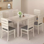 VECELO Chaises de salle à manger rustiques en bois, chaises de cuisine en bois d'hévéa avec siège et dossier rembourrés, gris