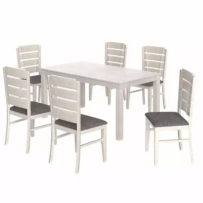 VECELO Chaises de salle à manger rustiques en bois, chaises de cuisine en bois d'hévéa avec siège et dossier rembourrés, gris