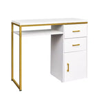 Karl Home | White 2-Drawer Computer Desk with Storage and Keyboard Tray