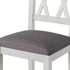 Ensemble de table à manger rustique VECELO, table ronde en bois d'hévéa et chaises de salle à manger rembourrées pour cuisine, gris