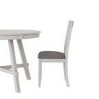 Ensemble de table à manger rustique VECELO, table ronde en bois d'hévéa et chaises de salle à manger rembourrées pour cuisine, gris