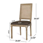 Ensemble de salle à manger extensible en bois et rotin, 7 pièces, avec tissu capitonné style campagne française, Christopher Knight Home Regan