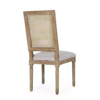 Ensemble de salle à manger extensible en bois et rotin, 7 pièces, avec tissu capitonné style campagne française, Christopher Knight Home Regan