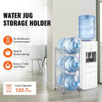 VEVOR Support de Bouteille d'Eau à 3 Niveaux, Support de Bouteille d'Eau de 19 Litres, Support de Bouteille d'Eau à Rangée Unique pour 3 Bouteilles, Support de Bouteille d'Eau Robuste