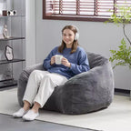 Pouf poire d'intérieur moderne et polyvalent en fausse fourrure avec dossier Christopher Knight Home Maeve
