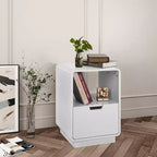 eHemco Table d'appoint contemporaine avec tiroir de rangement, blanc, 22,8H x 15,7W x 15D pouces
