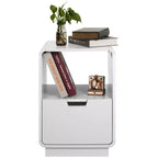 eHemco Table d'appoint contemporaine avec tiroir de rangement, blanc, 22,8H x 15,7W x 15D pouces