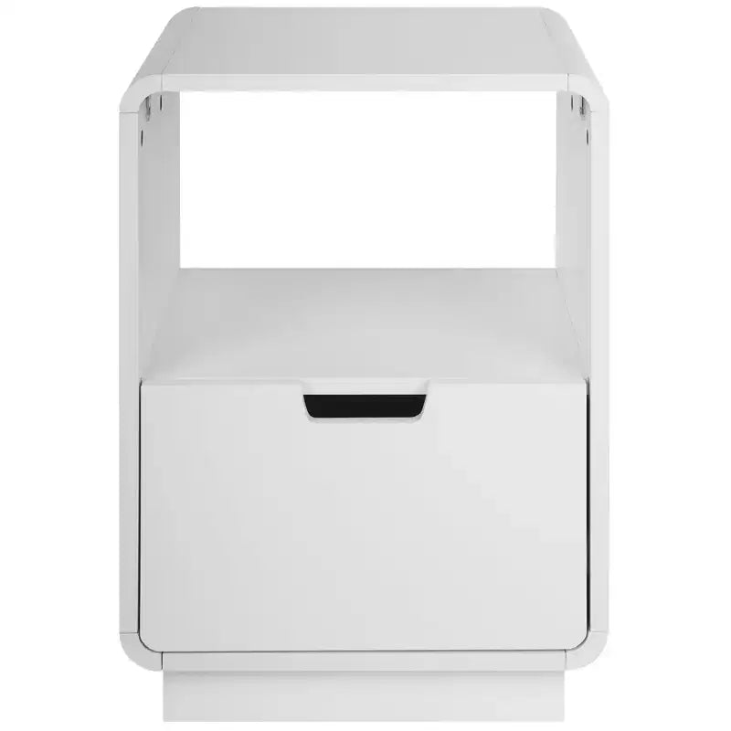 eHemco Table d'appoint contemporaine avec tiroir de rangement, blanc, 22,8H x 15,7W x 15D pouces