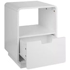 eHemco Table d'appoint contemporaine avec tiroir de rangement, blanc, 22,8H x 15,7W x 15D pouces