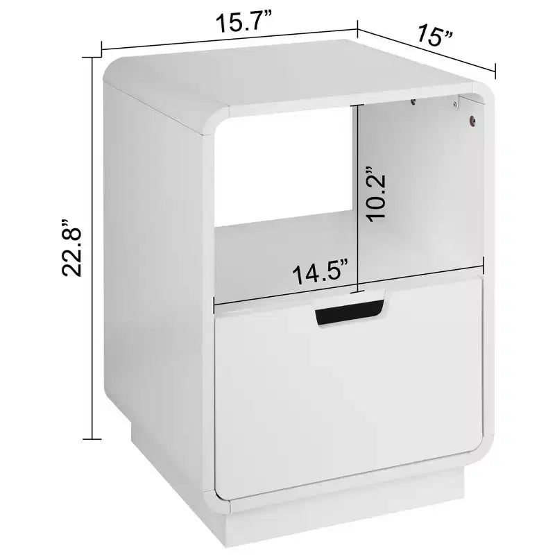 eHemco Table d'appoint contemporaine avec tiroir de rangement, blanc, 22,8H x 15,7W x 15D pouces