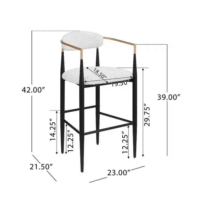 Lot de 2 tabourets de bar/comptoir, chaises de salle à manger, tabourets de pub/cuisine, fauteuils avec pieds en fer - ModernLuxe