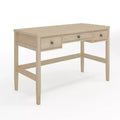 Martha Stewart Rhett Home Office Writing Desk with Tapered Legs in Light Natural with Antique Bronze Hardware