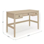 Bureau de travail Martha Stewart Rhett pour bureau à domicile, avec pieds fuselés, en couleur bois clair naturel avec ferrures bronze antique