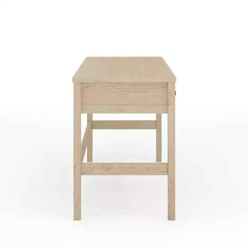 Bureau de travail Martha Stewart Rhett pour bureau à domicile, avec pieds fuselés, en couleur bois clair naturel avec ferrures bronze antique