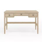 Bureau de travail Martha Stewart Rhett pour bureau à domicile, avec pieds fuselés, en couleur bois clair naturel avec ferrures bronze antique