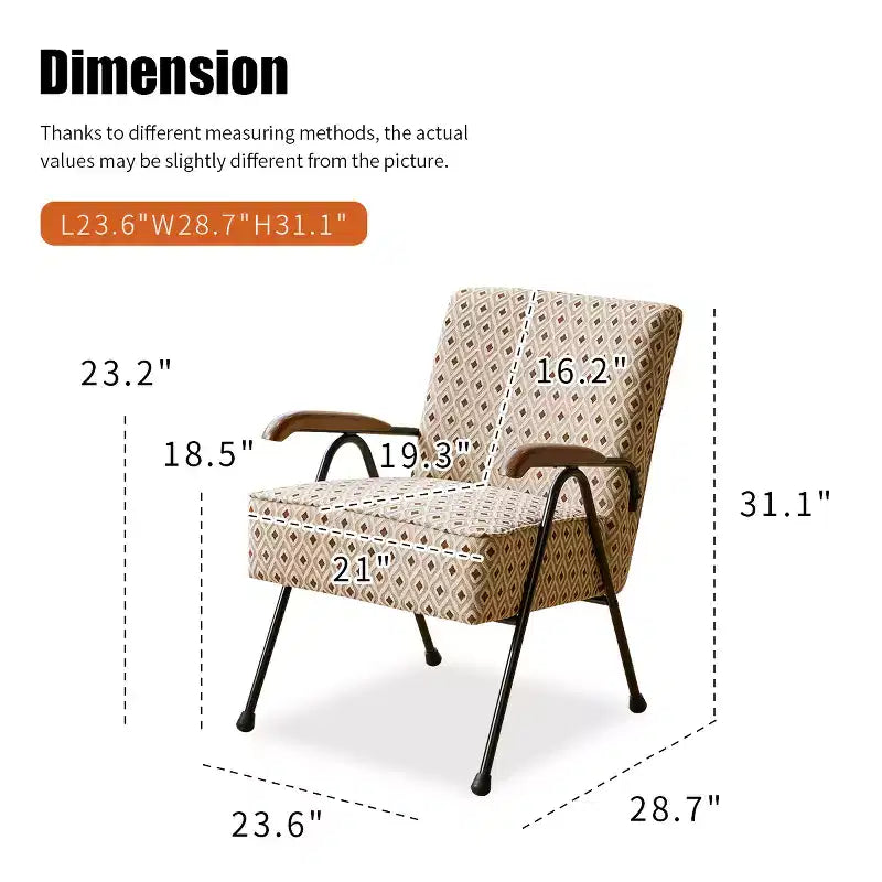 Fauteuil en tissu à motifs colorés Vatros, chaise d'appoint moderne à dossier haut