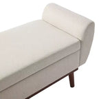 Banc de rangement rembourré en lin Hyleory avec pieds en bois massif pour chambre à coucher, salon ou entrée