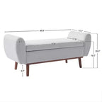 Banc de rangement rembourré en lin Hyleory avec pieds en bois massif pour chambre à coucher, salon ou entrée