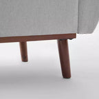 Banc de rangement rembourré en lin Hyleory avec pieds en bois massif pour chambre à coucher, salon ou entrée