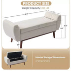 Banc de rangement rembourré en lin Hyleory avec pieds en bois massif pour chambre à coucher, salon ou entrée