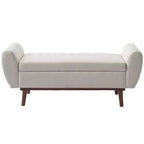 Banc de rangement rembourré en lin Hyleory avec pieds en bois massif pour chambre à coucher, salon ou entrée
