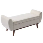 Banc de rangement rembourré en lin Hyleory avec pieds en bois massif pour chambre à coucher, salon ou entrée