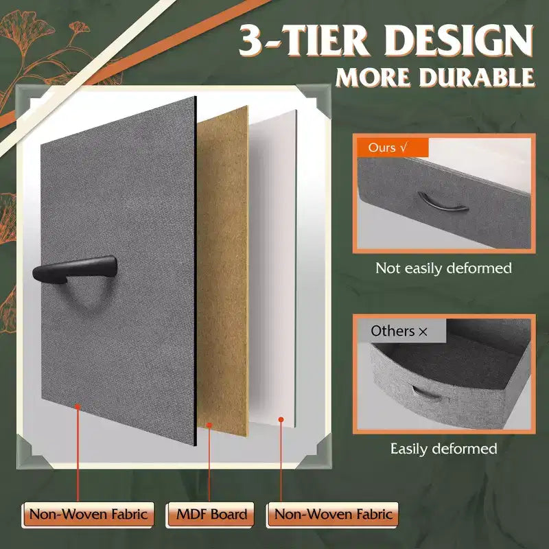 DEXYLLO Commode 4 tiroirs en tissu, tour de rangement pour chambre, couloir, entrée, placards avec cadre en acier, dessus en bois, poignée facile à tirer