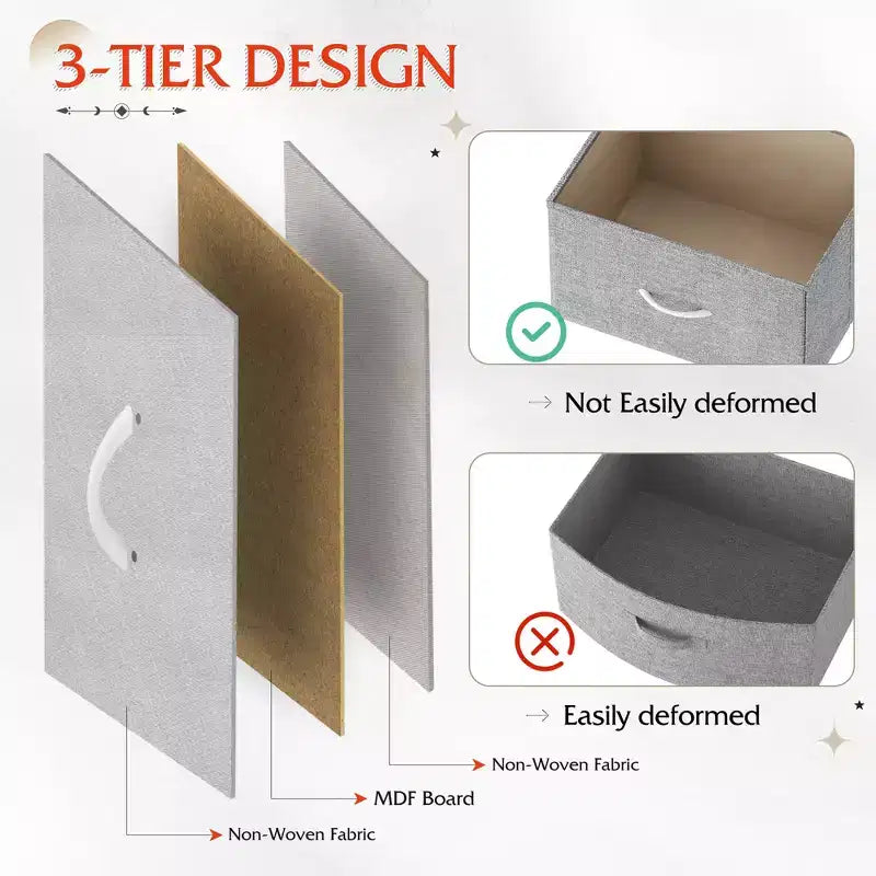 DEXYLLO Commode 4 tiroirs en tissu, tour de rangement pour chambre, couloir, entrée, placards avec cadre en acier, dessus en bois, poignée facile à tirer