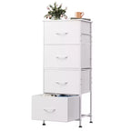 DEXYLLO Commode 4 tiroirs en tissu, tour de rangement pour chambre, couloir, entrée, placards avec cadre en acier, dessus en bois, poignée facile à tirer