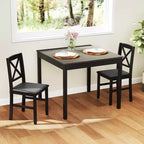 Ensemble de salle à manger 3 pièces Costway – Table carrée en bois et 2 chaises rembourrées – Marron/Gris