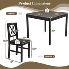 Ensemble de salle à manger 3 pièces Costway – Table carrée en bois et 2 chaises rembourrées – Marron/Gris