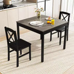 Ensemble de salle à manger 3 pièces Costway – Table carrée en bois et 2 chaises rembourrées – Marron/Gris