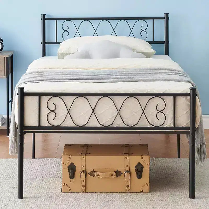 Bed Frame, Metal Bed Frame with Headboard and Footboard, Heavy Duty Noise Free Platform Bed Frame with Strong Slats Support, Under Bed Storage