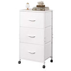 Commode en tissu à 3 tiroirs, table de chevet avec roulettes, unité de rangement organisatrice pour chambre à coucher, bureau, placards, cadre en acier robuste