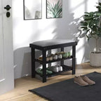 Banc à chaussures HOMCOM à 3 niveaux en bambou, banc d'entrée avec rangement et coussin, organisateur de chaussures pour entrée, couloir