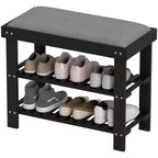 Banc à chaussures HOMCOM à 3 niveaux en bambou, banc d'entrée avec rangement et coussin, organisateur de chaussures pour entrée, couloir