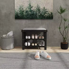 Banc à chaussures HOMCOM à 3 niveaux en bambou, banc d'entrée avec rangement et coussin, organisateur de chaussures pour entrée, couloir