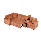 Canapé convertible modulaire en L de 306 cm avec lit gigogne, rangement et porte-gobelets. Canapé d'angle réversible pour salon moderne.