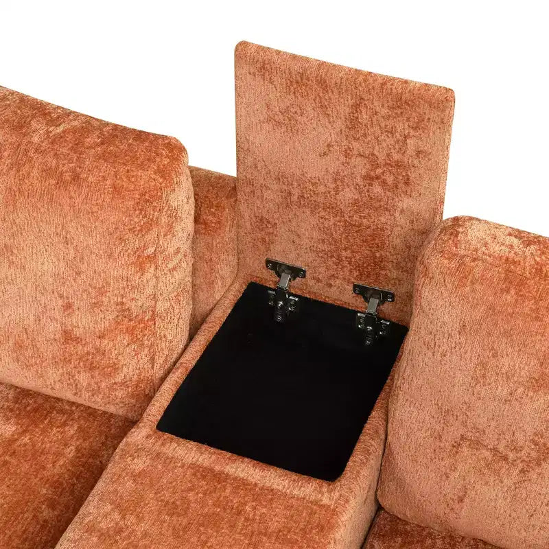 Canapé convertible modulaire en L de 306 cm avec lit gigogne, rangement et porte-gobelets. Canapé d'angle réversible pour salon moderne.