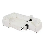 Canapé convertible modulaire en L de 306 cm avec lit gigogne, rangement et porte-gobelets. Canapé d'angle réversible pour salon moderne.