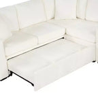 Canapé convertible modulaire en L de 306 cm avec lit gigogne, rangement et porte-gobelets. Canapé d'angle réversible pour salon moderne.
