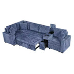 Canapé convertible modulaire en L de 306 cm avec lit gigogne, rangement et porte-gobelets. Canapé d'angle réversible pour salon moderne.